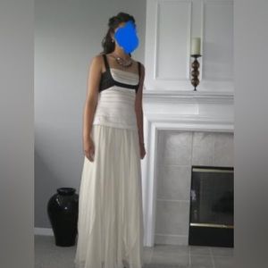 BCBGMAXAZRIA Black and White Pleated Gown size 4